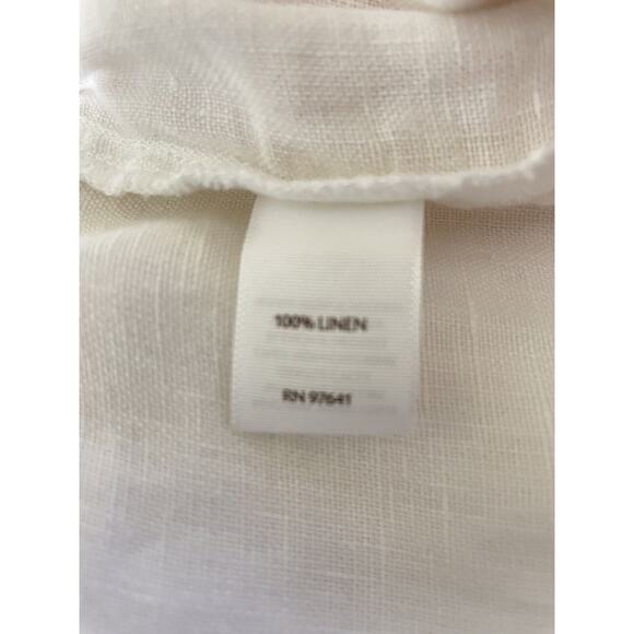 J Jill Pants Women's Size Large White 100% Linen Flat Front Pull On Crop Pockets - Picture 9 of 11